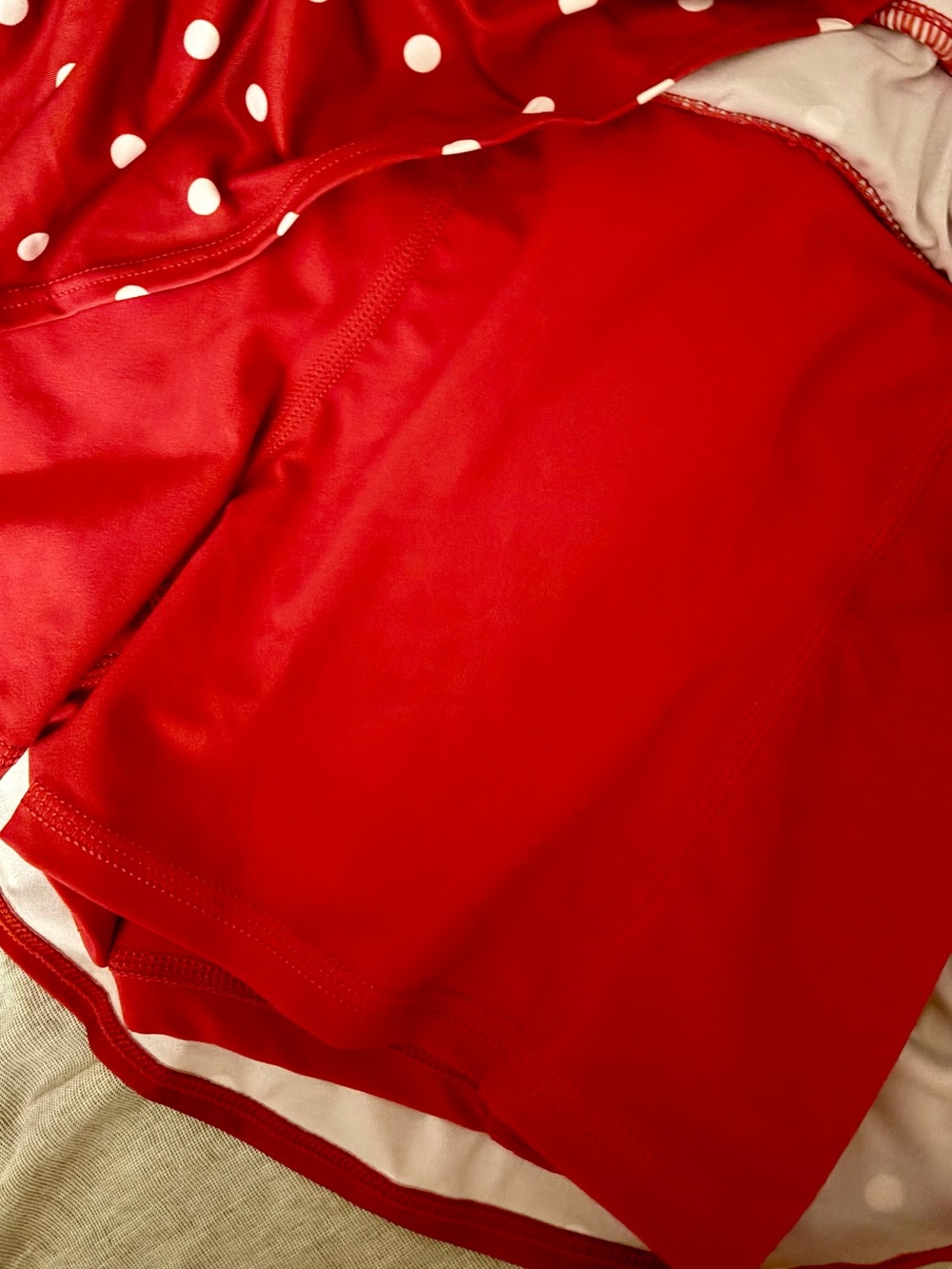 JoyLab Wine Red Polka Dot Tiered Ruffle Mini Skort - Picture 5 of 9